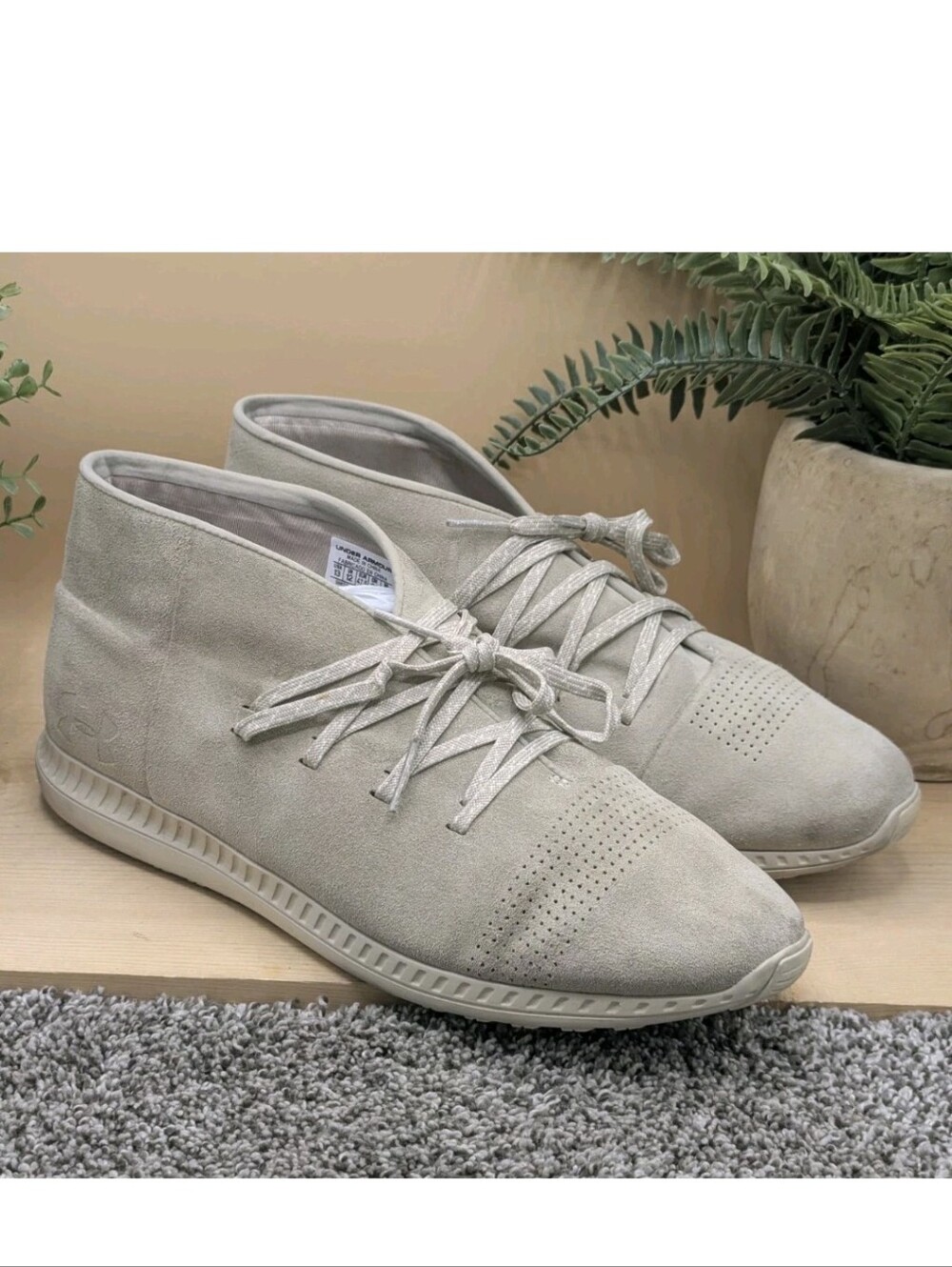 Under Armour Veloce Mid Suede Beige Mens Size 13 Chukka Boots Casual Dress Shoes